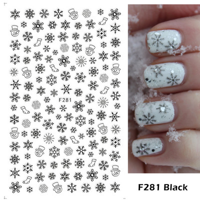 Τρισδιάστατα Λευκά Snowflakes Χειμερινά συρόμενα για αυτοκόλλητα νυχιών Χριστουγεννιάτικα διακοσμητικά αυτοκόλλητα για το νέο έτος DIY Εργαλεία τέχνης μανικιούρ GLF281-284