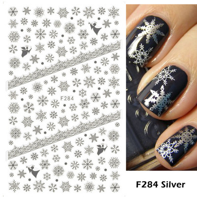 Τρισδιάστατα Λευκά Snowflakes Χειμερινά συρόμενα για αυτοκόλλητα νυχιών Χριστουγεννιάτικα διακοσμητικά αυτοκόλλητα για το νέο έτος DIY Εργαλεία τέχνης μανικιούρ GLF281-284