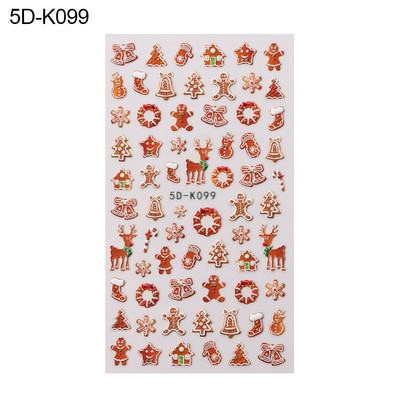 Χριστουγεννιάτικα 5D Χειμερινά ανάγλυφα αυτοκόλλητα νυχιών Διακόσμηση τέχνης νυχιών Bird Snowflakes Gingerbread Man Εορταστικό σχέδιο DIY Εργαλείο μανικιούρ