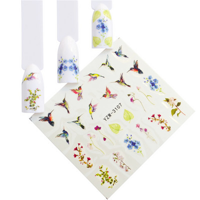 1 ΤΕΜ. Αυτοκόλλητο νυχιών Λουλούδι Κομψά Σετ υδατογράφημα ολίσθησης Πολύχρωμα βερνίκια αυτοκόλλητα περιτυλίγματα για αξεσουάρ νυχιών μανικιούρ