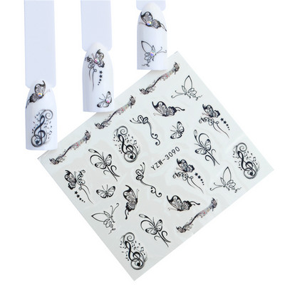 1 ΤΕΜ. Αυτοκόλλητο νυχιών Λουλούδι Κομψά Σετ υδατογράφημα ολίσθησης Πολύχρωμα βερνίκια αυτοκόλλητα περιτυλίγματα για αξεσουάρ νυχιών μανικιούρ