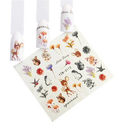 1 ΤΕΜ. Αυτοκόλλητο νυχιών Λουλούδι Κομψά Σετ υδατογράφημα ολίσθησης Πολύχρωμα βερνίκια αυτοκόλλητα περιτυλίγματα για αξεσουάρ νυχιών μανικιούρ