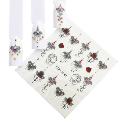 1 ΤΕΜ. Αυτοκόλλητο νυχιών Λουλούδι Κομψά Σετ υδατογράφημα ολίσθησης Πολύχρωμα βερνίκια αυτοκόλλητα περιτυλίγματα για αξεσουάρ νυχιών μανικιούρ