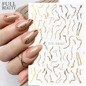 Αυτοκόλλητα διακόσμησης νυχιών 3D με χρυσές ρίγες, μαρμάρινα αυτοκόλλητα, χειμερινά DIY, Sparkly σχέδια Gel Polish Slider Αυτοκόλλητα για μανικιούρ CHSTZ-CS067
