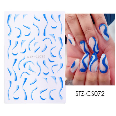 Αυτοκόλλητα διακόσμησης νυχιών 3D με χρυσές ρίγες, μαρμάρινα αυτοκόλλητα, χειμερινά DIY, Sparkly σχέδια Gel Polish Slider Αυτοκόλλητα για μανικιούρ CHSTZ-CS067