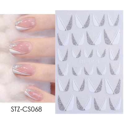 Αυτοκόλλητα διακόσμησης νυχιών 3D με χρυσές ρίγες, μαρμάρινα αυτοκόλλητα, χειμερινά DIY, Sparkly σχέδια Gel Polish Slider Αυτοκόλλητα για μανικιούρ CHSTZ-CS067