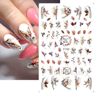 Ιριδίζον φύλλο σφενδάμου τρισδιάστατη γραμμή αυτοκόλλητου νυχιών Γεωμετρικό λουλούδι Ολογραφικό συρόμενο φύλλο μπρονζέ Διακοσμήσεις νυχιών Συμβουλές CHL042