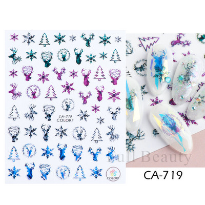 Ιριδίζον φύλλο σφενδάμου τρισδιάστατη γραμμή αυτοκόλλητου νυχιών Γεωμετρικό λουλούδι Ολογραφικό συρόμενο φύλλο μπρονζέ Διακοσμήσεις νυχιών Συμβουλές CHL042