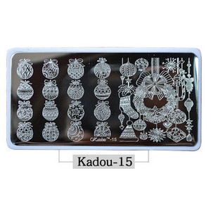 1* Χριστουγεννιάτικες πλάκες για σφράγιση νυχιών 2021 Μόδα Πρότυπο νυχιών Κινούμενα σχέδια/ Πρότυπο λουλουδιών ατσάλινο στένσιλ βερνίκι νυχιών Kadou7-22