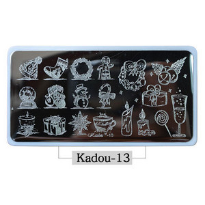 1* Χριστουγεννιάτικες πλάκες για σφράγιση νυχιών 2021 Μόδα Πρότυπο νυχιών Κινούμενα σχέδια/ Πρότυπο λουλουδιών ατσάλινο στένσιλ βερνίκι νυχιών Kadou7-22