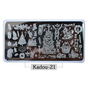 1* Χριστουγεννιάτικες πλάκες για σφράγιση νυχιών 2021 Μόδα Πρότυπο νυχιών Κινούμενα σχέδια/ Πρότυπο λουλουδιών ατσάλινο στένσιλ βερνίκι νυχιών Kadou7-22