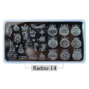 1* Χριστουγεννιάτικες πλάκες για σφράγιση νυχιών 2021 Μόδα Πρότυπο νυχιών Κινούμενα σχέδια/ Πρότυπο λουλουδιών ατσάλινο στένσιλ βερνίκι νυχιών Kadou7-22