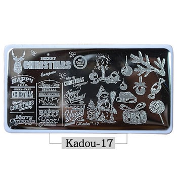 1* Коледни плочи за щамповане на нокти 2021 Моден шаблон за нокти Карикатура/Шаблон за стоманен печат с цветя Шаблони за лак за нокти Kadou7-22