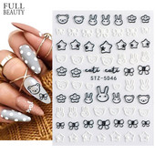 5D αυτοκόλλητα για τα νύχια της μικρής αρκούδας Χαριτωμένα κινούμενα σχέδια με χαραγμένα συρόμενα ζώο Kawaii Rabbit Bow Star Ακρυλικά νύχια Προμήθειες για αυτοκόλλητα CHSTZ-5D46