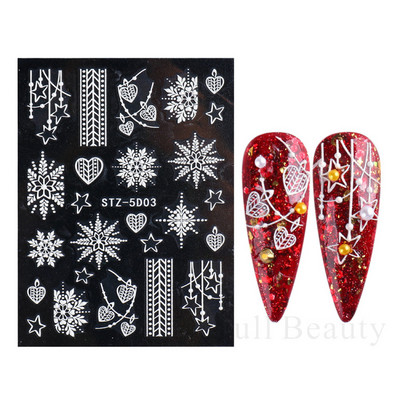 5D αυτοκόλλητα για τα νύχια της μικρής αρκούδας Χαριτωμένα κινούμενα σχέδια με χαραγμένα συρόμενα ζώο Kawaii Rabbit Bow Star Ακρυλικά νύχια Προμήθειες για αυτοκόλλητα CHSTZ-5D46