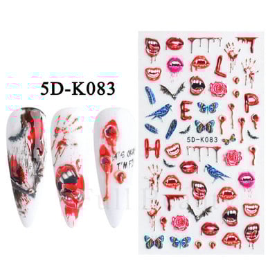 5D αυτοκόλλητα για τα νύχια της μικρής αρκούδας Χαριτωμένα κινούμενα σχέδια με χαραγμένα συρόμενα ζώο Kawaii Rabbit Bow Star Ακρυλικά νύχια Προμήθειες για αυτοκόλλητα CHSTZ-5D46