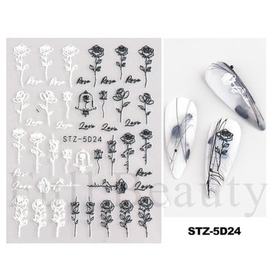 5D αυτοκόλλητα για τα νύχια της μικρής αρκούδας Χαριτωμένα κινούμενα σχέδια με χαραγμένα συρόμενα ζώο Kawaii Rabbit Bow Star Ακρυλικά νύχια Προμήθειες για αυτοκόλλητα CHSTZ-5D46