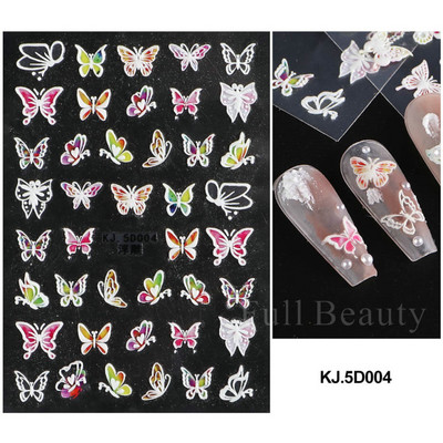 5D αυτοκόλλητα για τα νύχια της μικρής αρκούδας Χαριτωμένα κινούμενα σχέδια με χαραγμένα συρόμενα ζώο Kawaii Rabbit Bow Star Ακρυλικά νύχια Προμήθειες για αυτοκόλλητα CHSTZ-5D46