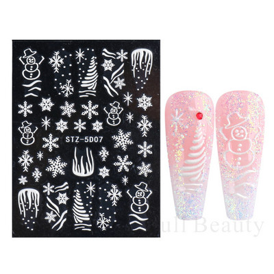 5D αυτοκόλλητα για τα νύχια της μικρής αρκούδας Χαριτωμένα κινούμενα σχέδια με χαραγμένα συρόμενα ζώο Kawaii Rabbit Bow Star Ακρυλικά νύχια Προμήθειες για αυτοκόλλητα CHSTZ-5D46