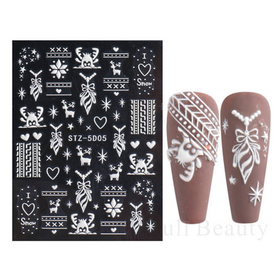 5D αυτοκόλλητα για τα νύχια της μικρής αρκούδας Χαριτωμένα κινούμενα σχέδια με χαραγμένα συρόμενα ζώο Kawaii Rabbit Bow Star Ακρυλικά νύχια Προμήθειες για αυτοκόλλητα CHSTZ-5D46