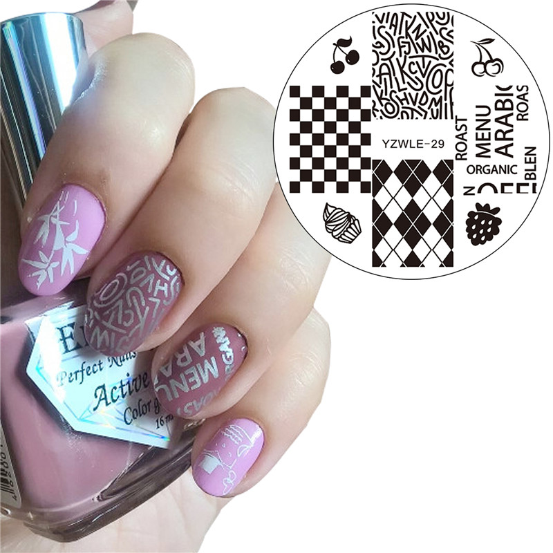 WUF 1 ΤΕΜ 5,5 εκ. Στρογγυλό ανοξείδωτο ατσάλι DIY Πρότυπα για πλάκες τέχνης νυχιών Σφράγιση εικόνας Στένσιλ 30 στυλ για επιλογή