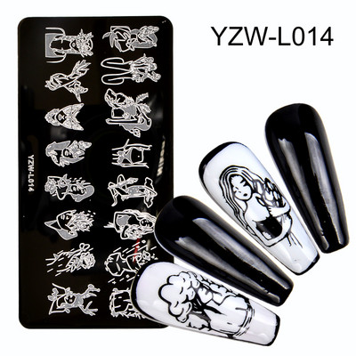 1 ΤΕΜ 12*6 εκ. Πρότυπα για τέχνη νυχιών Σχέδιο πλάκας σφράγισης λουλούδι Ζώο από γυαλί θερμοκρασίας δαντέλα Πρότυπα σφραγίδας Πλάκες Εικόνα