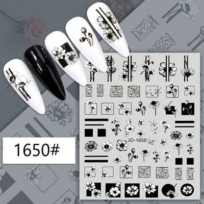 Αυτοκόλλητα νυχιών Μαύρα Λευκά γράμματα Μηνύματα Γεωμετρικές Γραμμές Πίσω Κόλλα Αυτοκόλλητα Νυχιών Διακόσμηση για Συμβουλές Νυχιών Ομορφιά