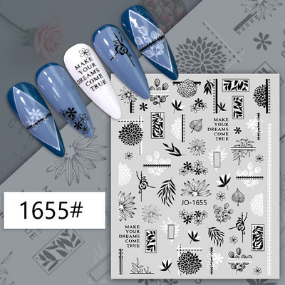 Αυτοκόλλητα νυχιών Μαύρα Λευκά γράμματα Μηνύματα Γεωμετρικές Γραμμές Πίσω Κόλλα Αυτοκόλλητα Νυχιών Διακόσμηση για Συμβουλές Νυχιών Ομορφιά