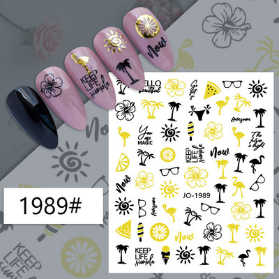 Αυτοκόλλητα νυχιών Μαύρα Λευκά γράμματα Μηνύματα Γεωμετρικές Γραμμές Πίσω Κόλλα Αυτοκόλλητα Νυχιών Διακόσμηση για Συμβουλές Νυχιών Ομορφιά