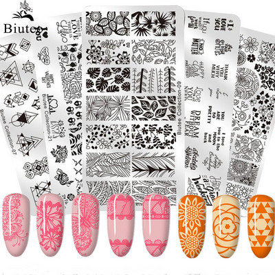 Biutee 12*6cm DIARY Nail Art Veidnes Apzīmogošanas plāksne Ziedu Lapu Apdruka Dzīvnieku Vēstule Ziedu raksta Dizaina Plāksnes Trafareti Instrumenti