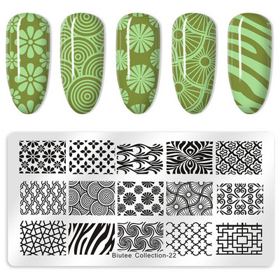 Biutee 12*6cm ΗΜΕΡΟΛΟΓΙΟ Πρότυπα για τέχνη νυχιών Πλάκα στάμπας Φύλλο λουλουδιών Εκτύπωση γράμματος ζώων Πλάκες σχεδίασης με λουλουδάτο μοτίβο Εργαλεία στένσιλ