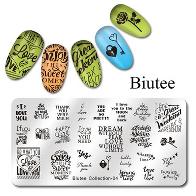 Biutee 12*6cm ΗΜΕΡΟΛΟΓΙΟ Πρότυπα για τέχνη νυχιών Πλάκα στάμπας Φύλλο λουλουδιών Εκτύπωση γράμματος ζώων Πλάκες σχεδίασης με λουλουδάτο μοτίβο Εργαλεία στένσιλ