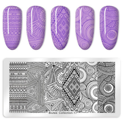 Biutee 12*6cm ΗΜΕΡΟΛΟΓΙΟ Πρότυπα για τέχνη νυχιών Πλάκα στάμπας Φύλλο λουλουδιών Εκτύπωση γράμματος ζώων Πλάκες σχεδίασης με λουλουδάτο μοτίβο Εργαλεία στένσιλ