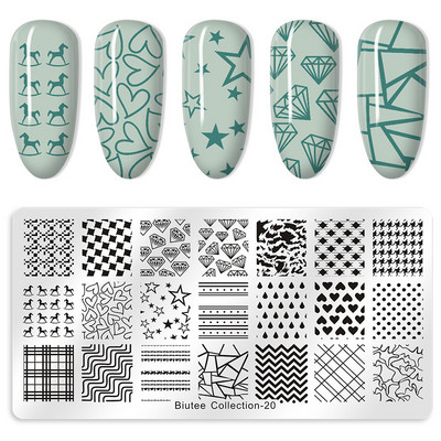 Biutee 12*6cm ΗΜΕΡΟΛΟΓΙΟ Πρότυπα για τέχνη νυχιών Πλάκα στάμπας Φύλλο λουλουδιών Εκτύπωση γράμματος ζώων Πλάκες σχεδίασης με λουλουδάτο μοτίβο Εργαλεία στένσιλ