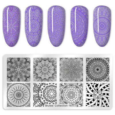 Biutee 12*6cm ΗΜΕΡΟΛΟΓΙΟ Πρότυπα για τέχνη νυχιών Πλάκα στάμπας Φύλλο λουλουδιών Εκτύπωση γράμματος ζώων Πλάκες σχεδίασης με λουλουδάτο μοτίβο Εργαλεία στένσιλ