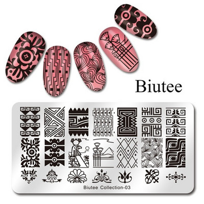 Biutee 12*6cm ΗΜΕΡΟΛΟΓΙΟ Πρότυπα για τέχνη νυχιών Πλάκα στάμπας Φύλλο λουλουδιών Εκτύπωση γράμματος ζώων Πλάκες σχεδίασης με λουλουδάτο μοτίβο Εργαλεία στένσιλ