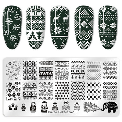 Biutee 12*6cm ΗΜΕΡΟΛΟΓΙΟ Πρότυπα για τέχνη νυχιών Πλάκα στάμπας Φύλλο λουλουδιών Εκτύπωση γράμματος ζώων Πλάκες σχεδίασης με λουλουδάτο μοτίβο Εργαλεία στένσιλ