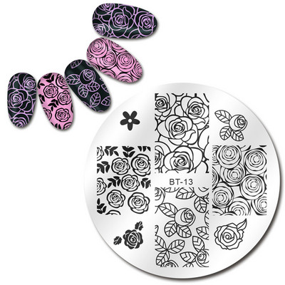 Biutee 12*6cm ΗΜΕΡΟΛΟΓΙΟ Πρότυπα για τέχνη νυχιών Πλάκα στάμπας Φύλλο λουλουδιών Εκτύπωση γράμματος ζώων Πλάκες σχεδίασης με λουλουδάτο μοτίβο Εργαλεία στένσιλ