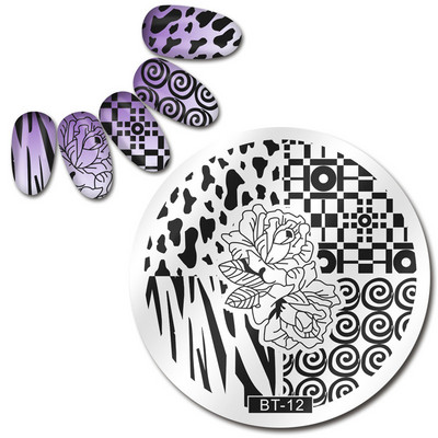 Biutee 12*6cm ΗΜΕΡΟΛΟΓΙΟ Πρότυπα για τέχνη νυχιών Πλάκα στάμπας Φύλλο λουλουδιών Εκτύπωση γράμματος ζώων Πλάκες σχεδίασης με λουλουδάτο μοτίβο Εργαλεία στένσιλ