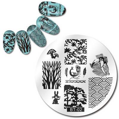 Biutee 12*6cm ΗΜΕΡΟΛΟΓΙΟ Πρότυπα για τέχνη νυχιών Πλάκα στάμπας Φύλλο λουλουδιών Εκτύπωση γράμματος ζώων Πλάκες σχεδίασης με λουλουδάτο μοτίβο Εργαλεία στένσιλ