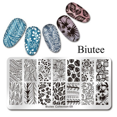 Biutee 12*6cm ΗΜΕΡΟΛΟΓΙΟ Πρότυπα για τέχνη νυχιών Πλάκα στάμπας Φύλλο λουλουδιών Εκτύπωση γράμματος ζώων Πλάκες σχεδίασης με λουλουδάτο μοτίβο Εργαλεία στένσιλ
