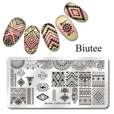 Biutee 12*6cm ΗΜΕΡΟΛΟΓΙΟ Πρότυπα για τέχνη νυχιών Πλάκα στάμπας Φύλλο λουλουδιών Εκτύπωση γράμματος ζώων Πλάκες σχεδίασης με λουλουδάτο μοτίβο Εργαλεία στένσιλ