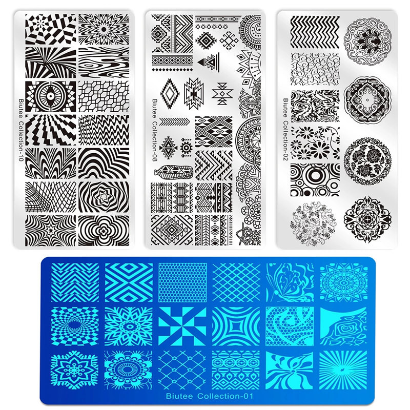 Biutee 12*6cm ΗΜΕΡΟΛΟΓΙΟ Πρότυπα για τέχνη νυχιών Πλάκα στάμπας Φύλλο λουλουδιών Εκτύπωση γράμματος ζώων Πλάκες σχεδίασης με λουλουδάτο μοτίβο Εργαλεία στένσιλ