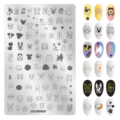 1Gb 9,5*14,5cm Karikatūra Anima Pattern Nail Art zīmogplāksne suns tīģeris lauva attēla veidne zīmoga manikīra nagu trafareti