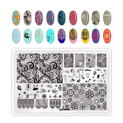 1 τεμ 9,5*14,5 cm Cartoon Anima Pattern Nail Art Stamping Plate Dog tiger Lion Image Template Stamp Stamp Στένσιλ νυχιών για μανικιούρ