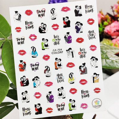 3D αυτοκόλλητα για νύχια Χαριτωμένο κορίτσι παπιγιόν λουλούδια Σχέδιο χειλιών Διακόσμηση νυχιών τέχνης μανικιούρ Αυτοκόλλητα αξεσουάρ μεμβράνης για νύχια