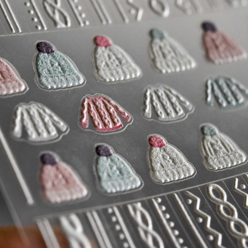 Nail Art matrica, dombornyomott pulóver hideg sapka karácsonyi hópehely jávorszarvas barkács őszi téli köröm matrica fólia dekoráció