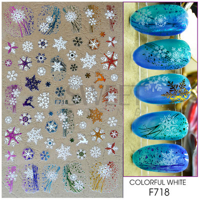 Ροζ χρυσό Χριστουγεννιάτικο αυτοκόλλητο νυχιών Χειμερινή ολογραφική νιφάδα χιονιού Elk Tree Shine Glitter τρισδιάστατα αυτοκόλλητα νυχιών Διακόσμηση μανικιούρ BESTZ-G