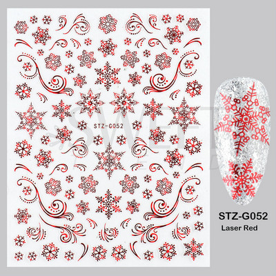 Ροζ χρυσό Χριστουγεννιάτικο αυτοκόλλητο νυχιών Χειμερινή ολογραφική νιφάδα χιονιού Elk Tree Shine Glitter τρισδιάστατα αυτοκόλλητα νυχιών Διακόσμηση μανικιούρ BESTZ-G