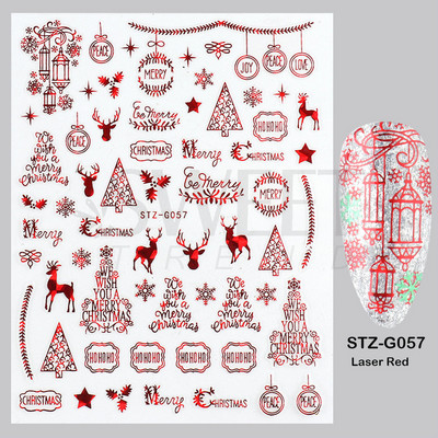 Ροζ χρυσό Χριστουγεννιάτικο αυτοκόλλητο νυχιών Χειμερινή ολογραφική νιφάδα χιονιού Elk Tree Shine Glitter τρισδιάστατα αυτοκόλλητα νυχιών Διακόσμηση μανικιούρ BESTZ-G